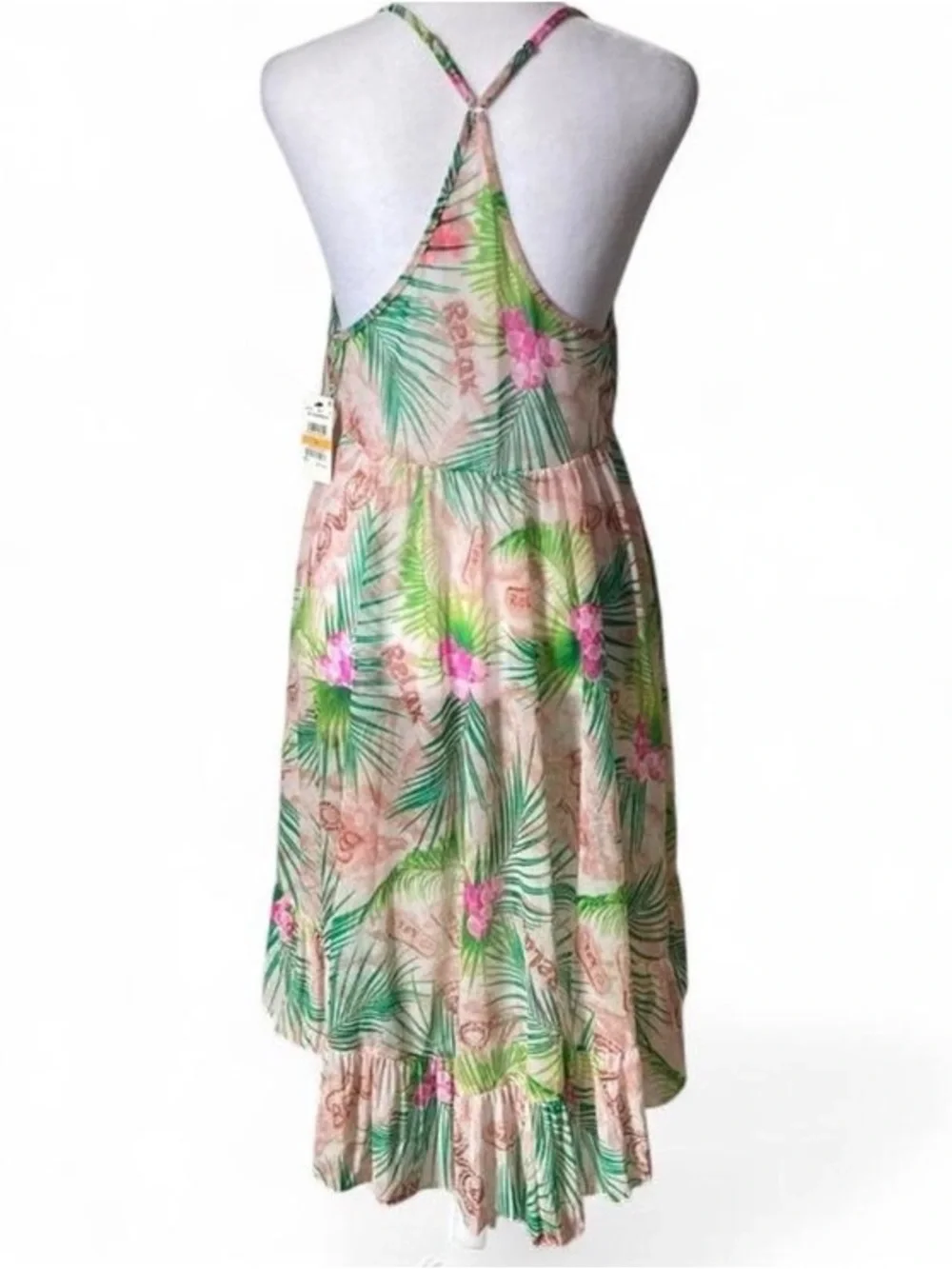 Betsey Johnson Knit Chiffon Midi Slip Floral High Low Dress size Small - Picture 3 of 7